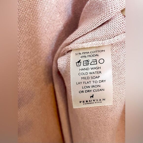 Peruvian Connection V-Neck Peplum Sweater & Skirt Set Blush M - Picture 10 of 10